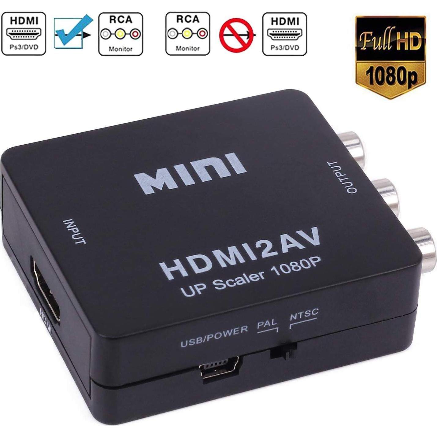 Convertidor HDMI a RCA Yeworth 1080P AV CVBS para PC y PS3