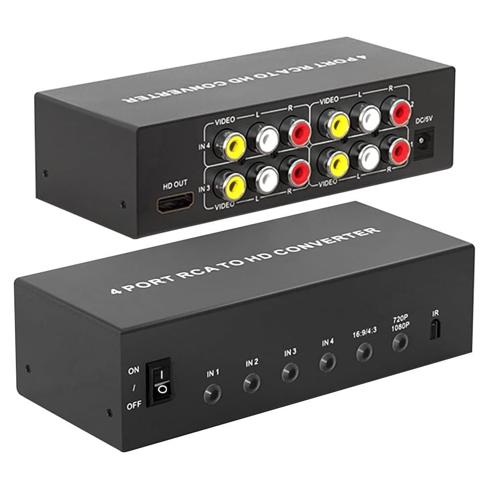 Convertidor AV a HDMI 4 Puertos LUKFOCAB 1080P con Control Remoto