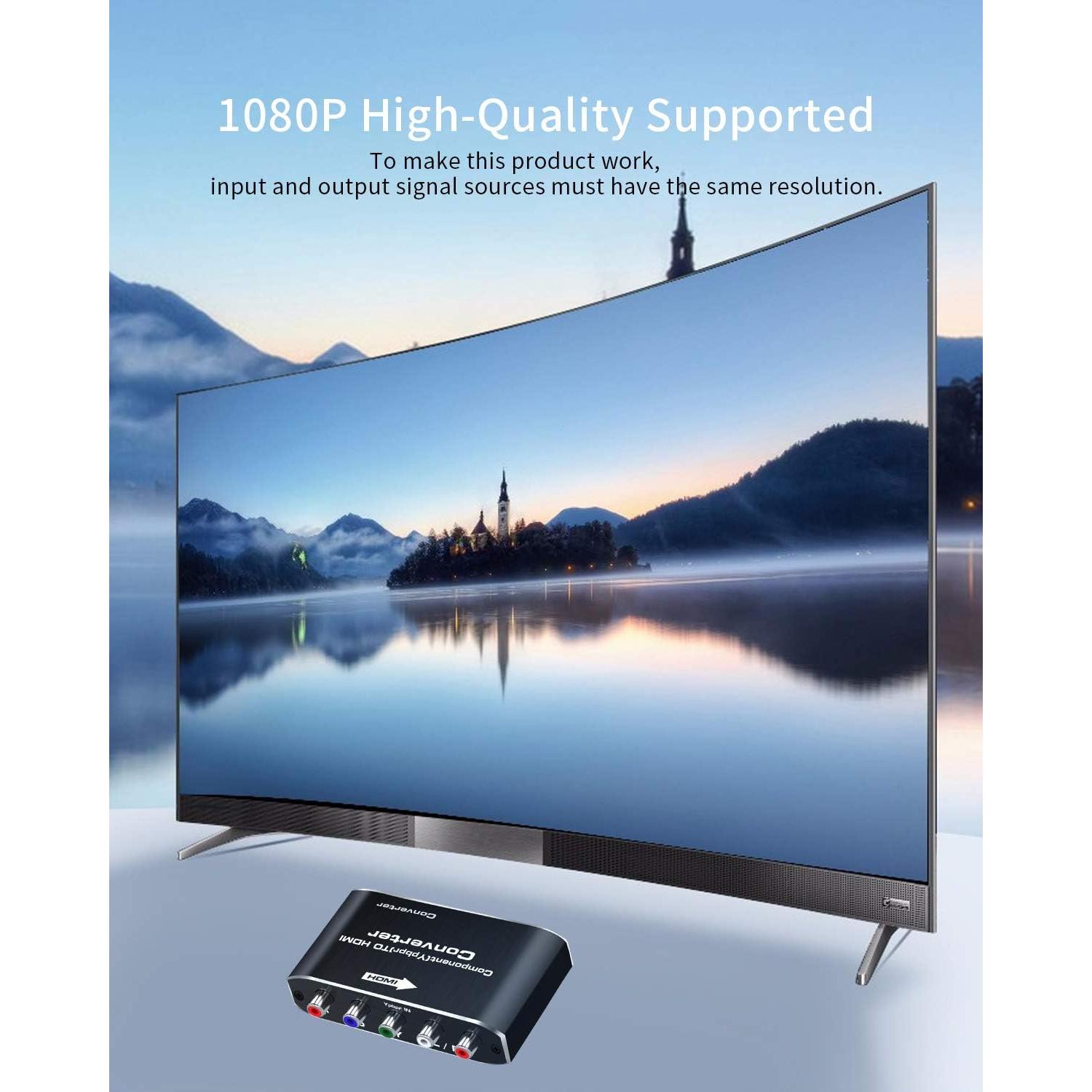 Convertidor YPbPr a HDMI Koopman 1080P 5RCA RGB para DVD y Consolas