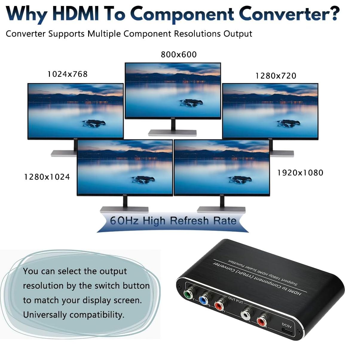 Convertidor HDMI a Componente Anber-Tech 1080p Escalador