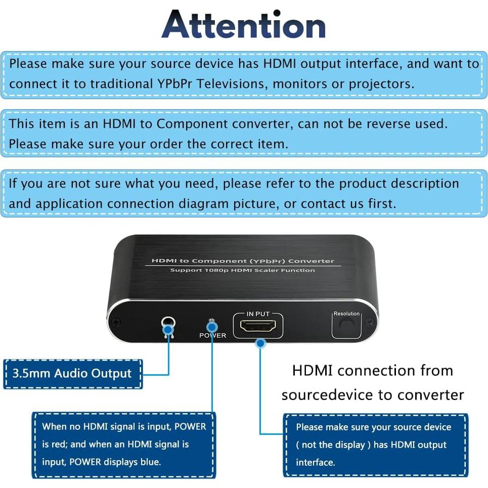 Convertidor HDMI a Componente Anber-Tech 1080p Escalador