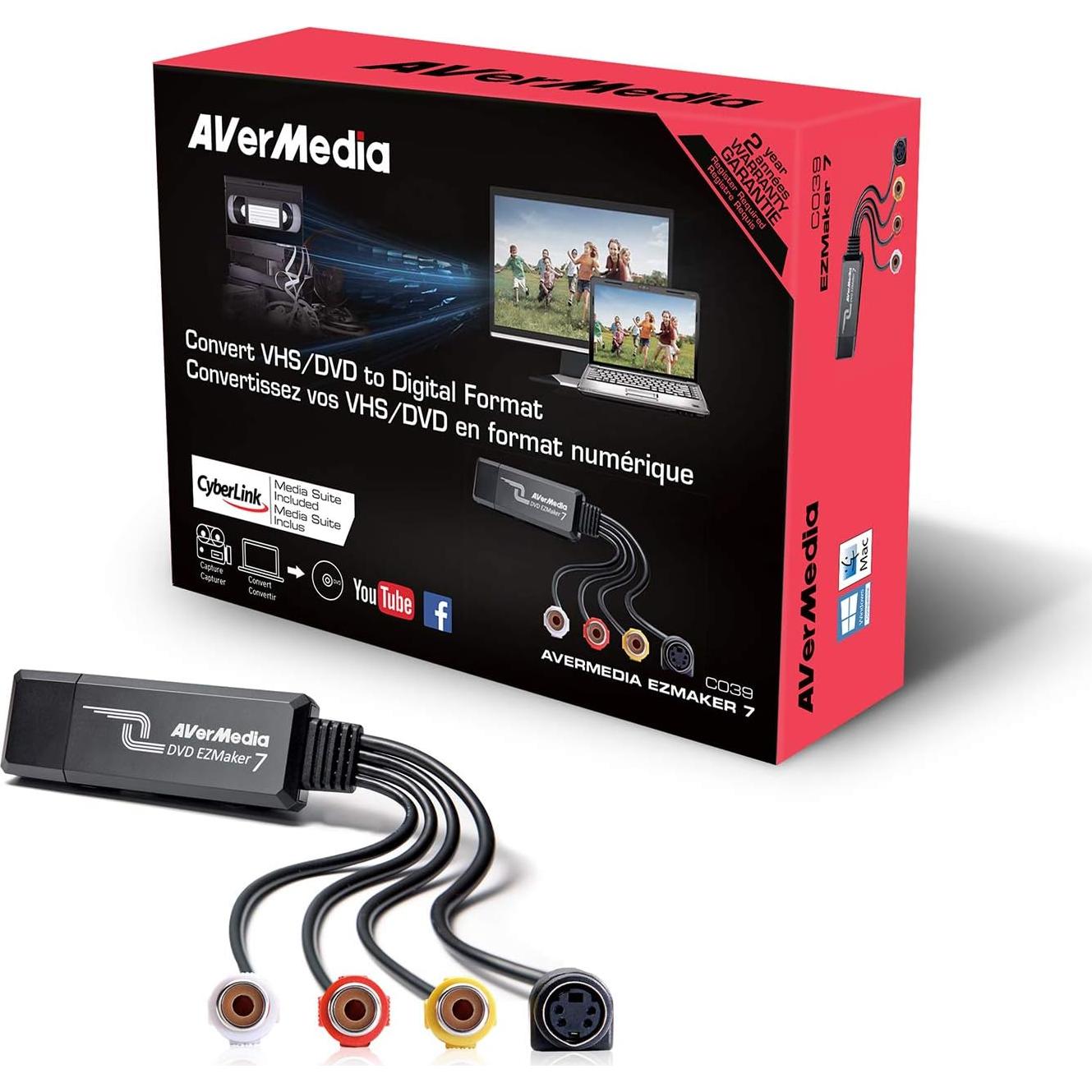 Tarjeta de Captura AVerMedia EZMaker 7 USB - Digitaliza VHS a DVD