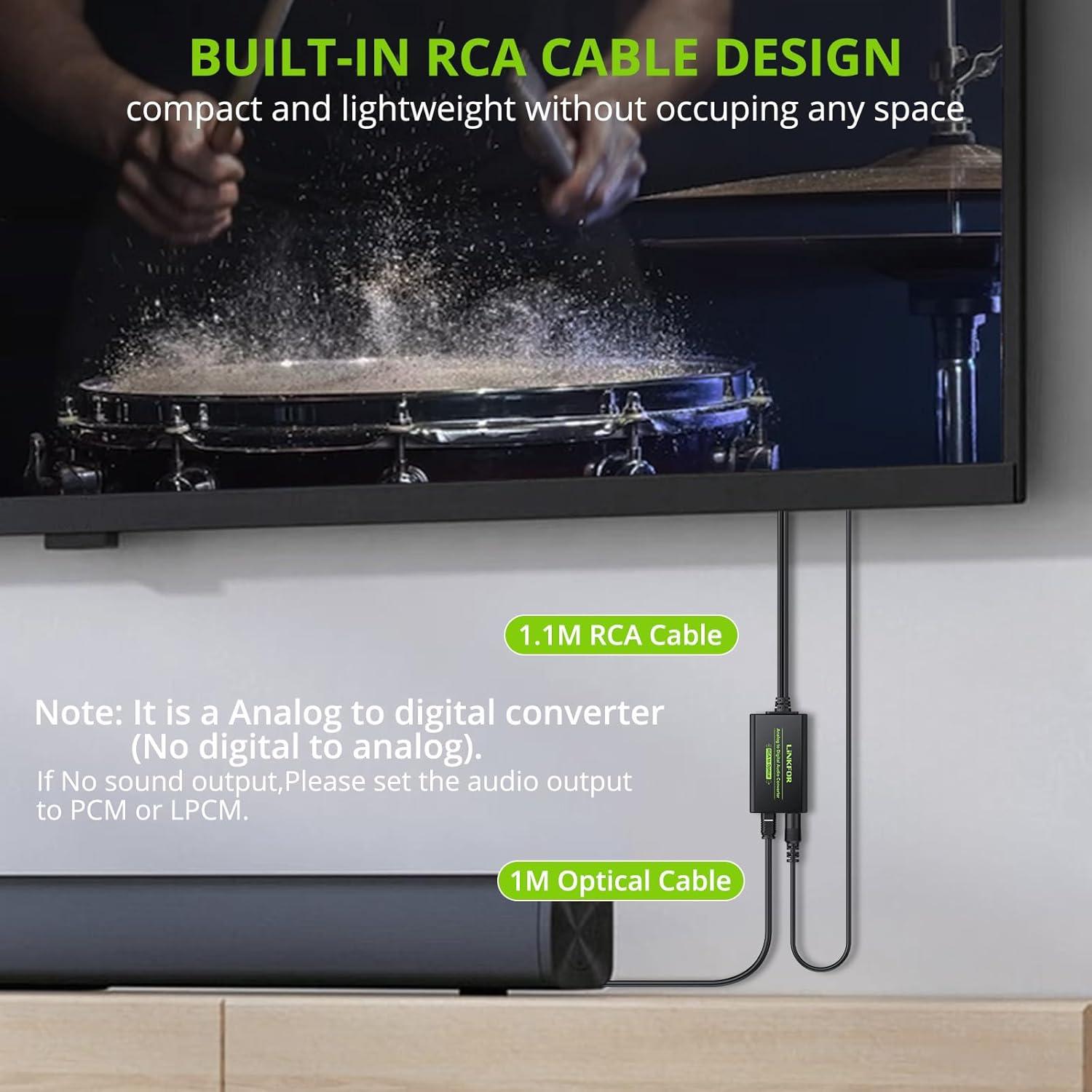 Convertidor de Audio RCA a Digital Toslink SPDIF LiNKFOR