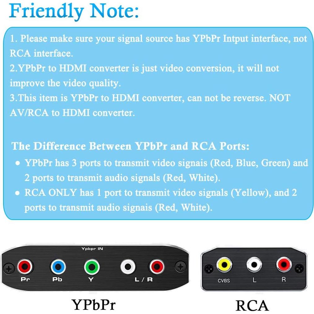 Convertidor de Componente a HDMI Anber-Tech 1080P Negro
