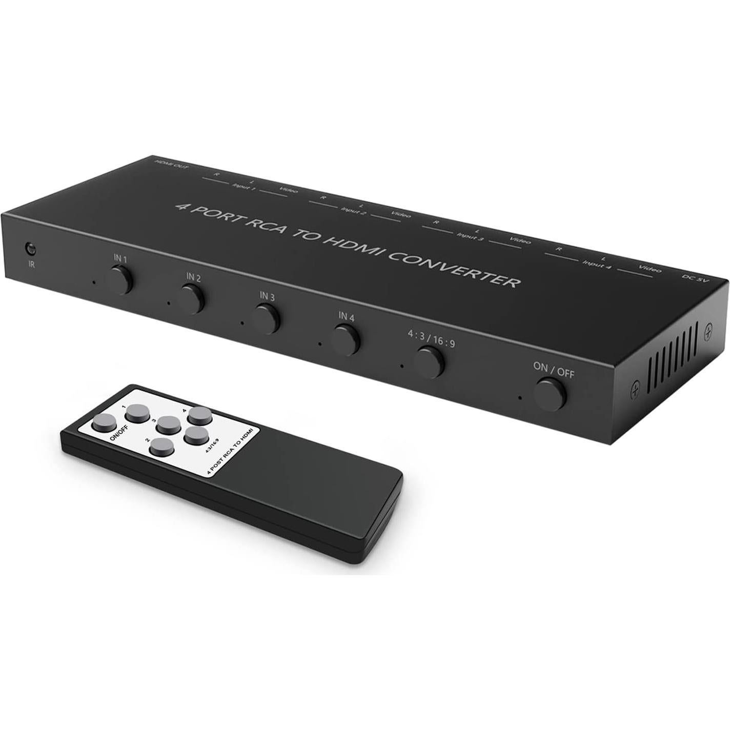 Convertidor RCA a HDMI 1080P Arector 4 Puertos Plug and Play