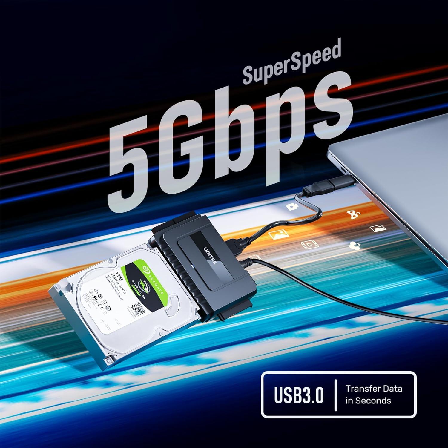 Adaptador Unitek USB C a SATA IDE 2.5/3.5" HDD/SSD