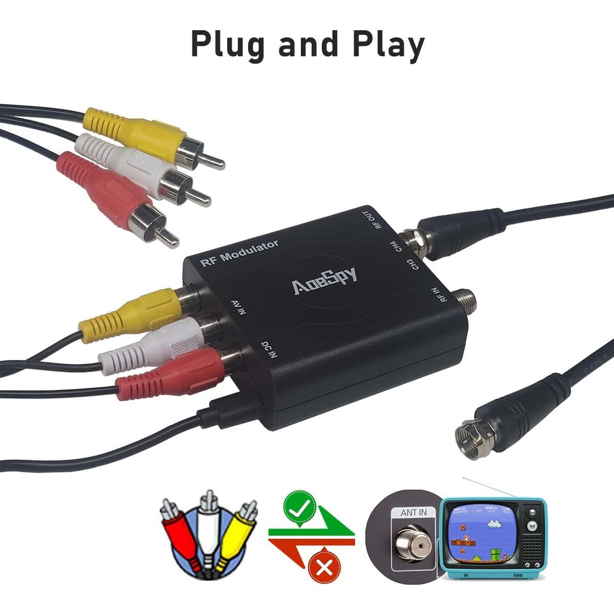 Modulador Coaxial RCA AoeSpy RF61M01B para TV NTSC