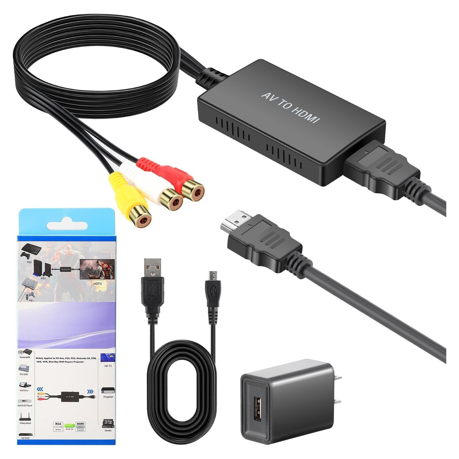 Convertidor RCA a HDMI Pasow 1080P para TV y Consolas