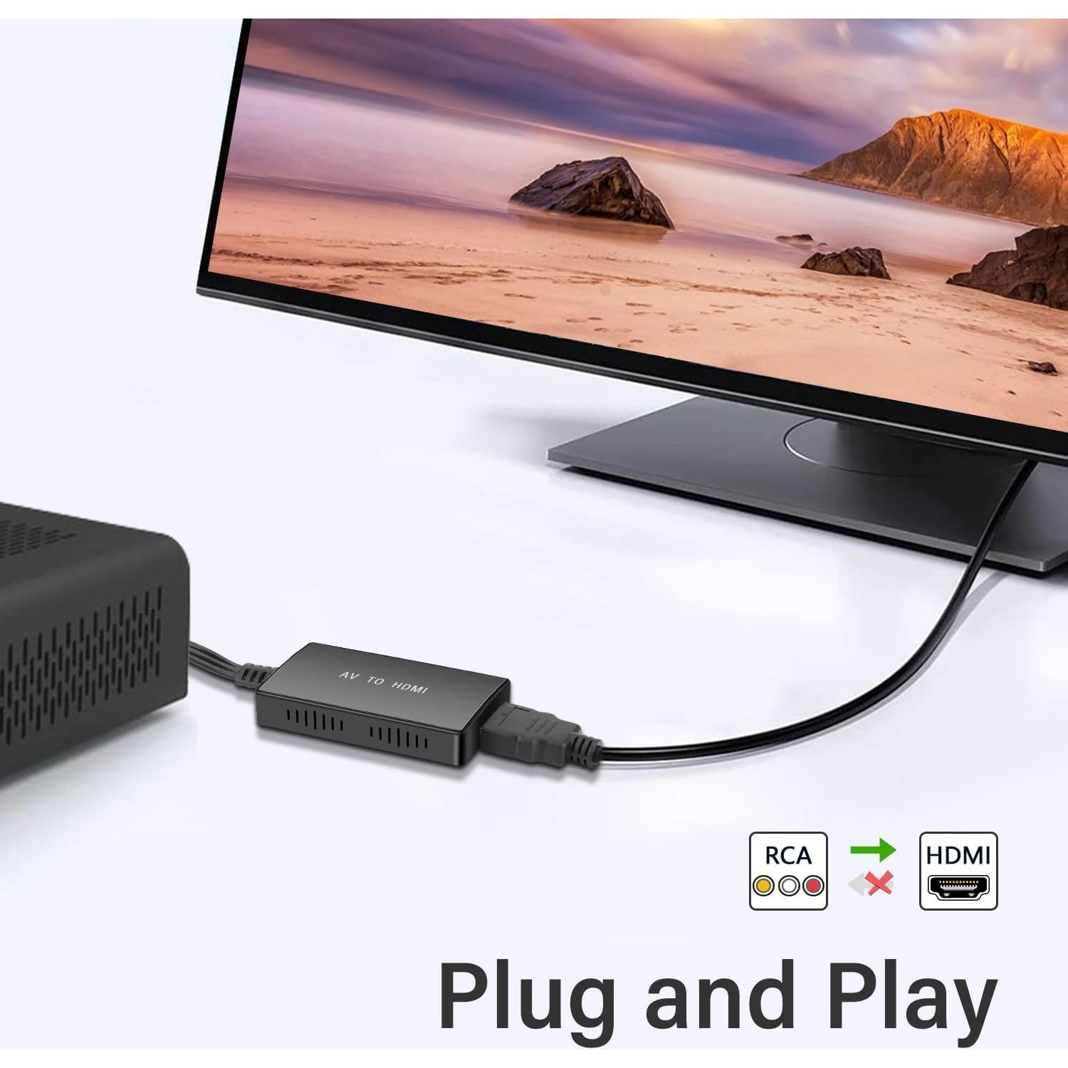 Convertidor RCA a HDMI Pasow 1080P para TV y Consolas