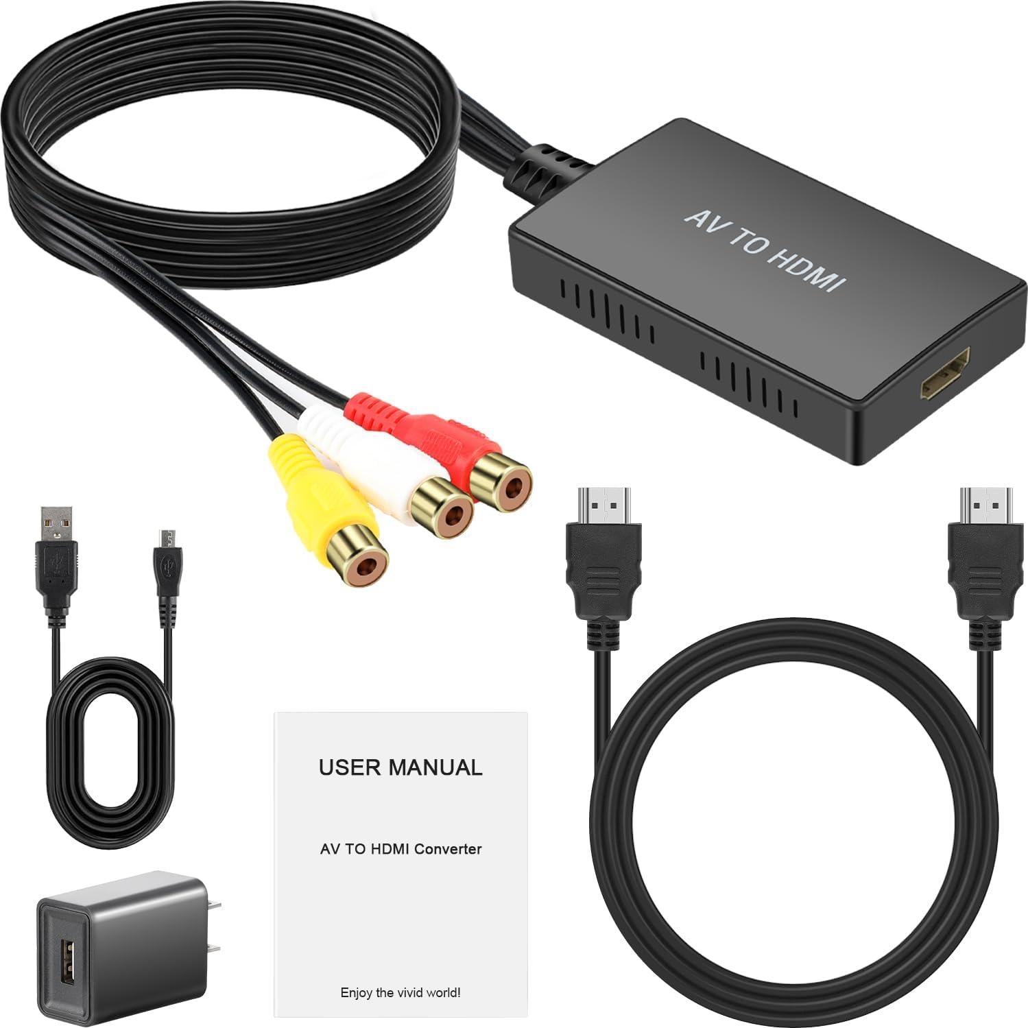 Convertidor RCA a HDMI Pasow 1080P para TV y Consolas