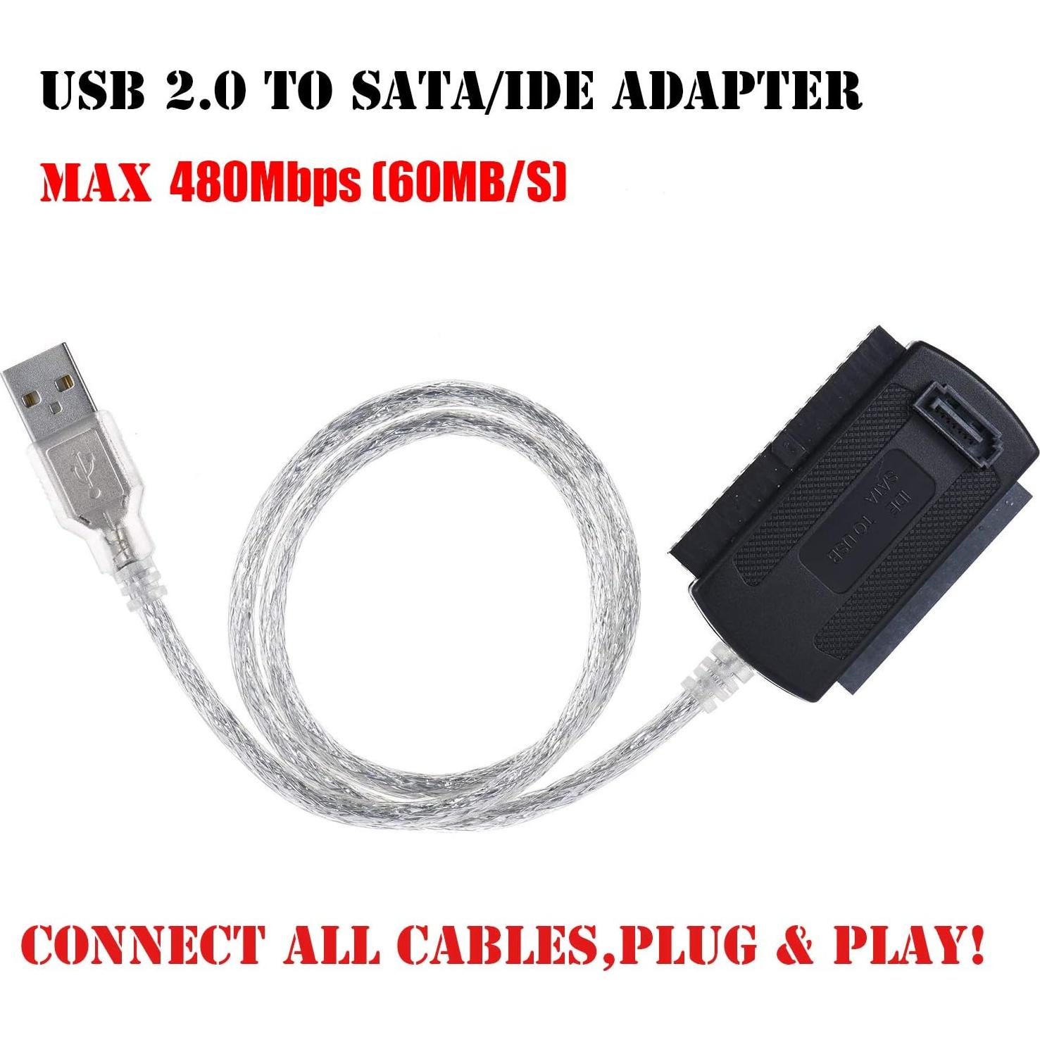 Adaptador Warmstor SATA/PATA/IDE a USB 2.0 para HDD/SSD 2.5"/3.5"