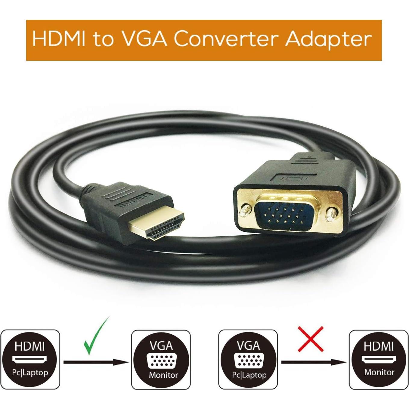 Cable HDMI a VGA PeoTRIOL 1.83m Macho a Macho 1080p 2Pack