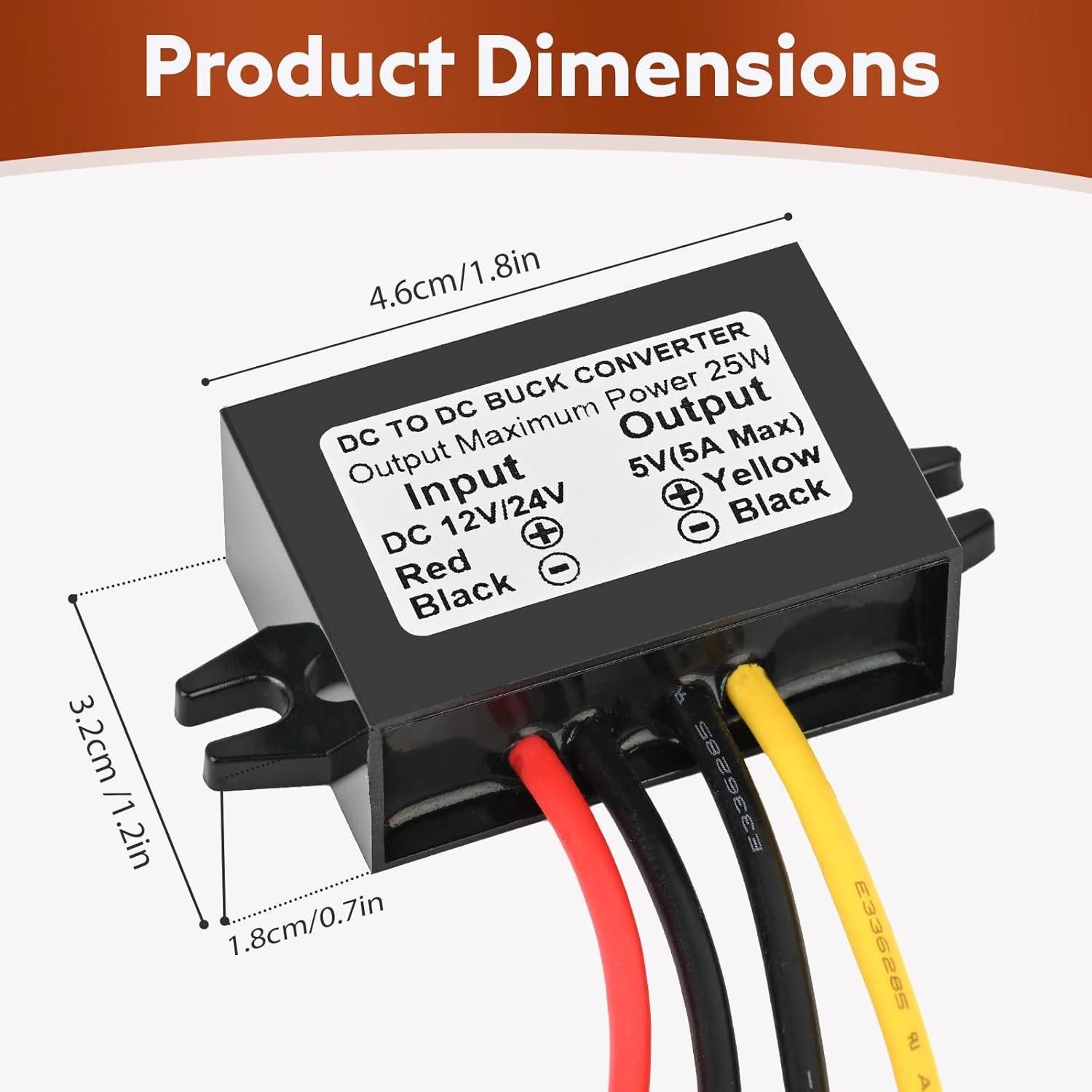 Módulo Convertidor de Voltaje Klnuoxj 12V/24V a 5V 5A 25W