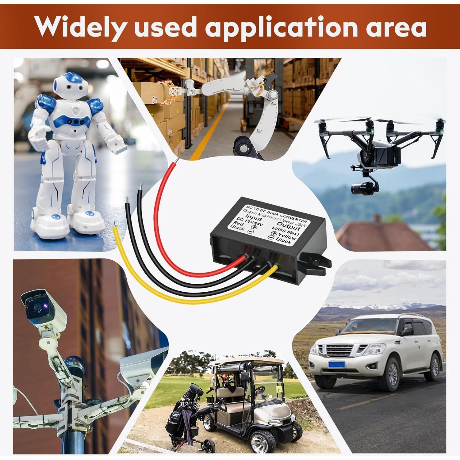 Módulo Convertidor de Voltaje Klnuoxj 12V/24V a 5V 5A 25W