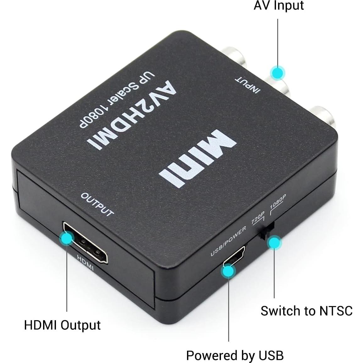 Convertidor RCA a HDMI Sorthol 1080P AV a HDMI Plug and Play