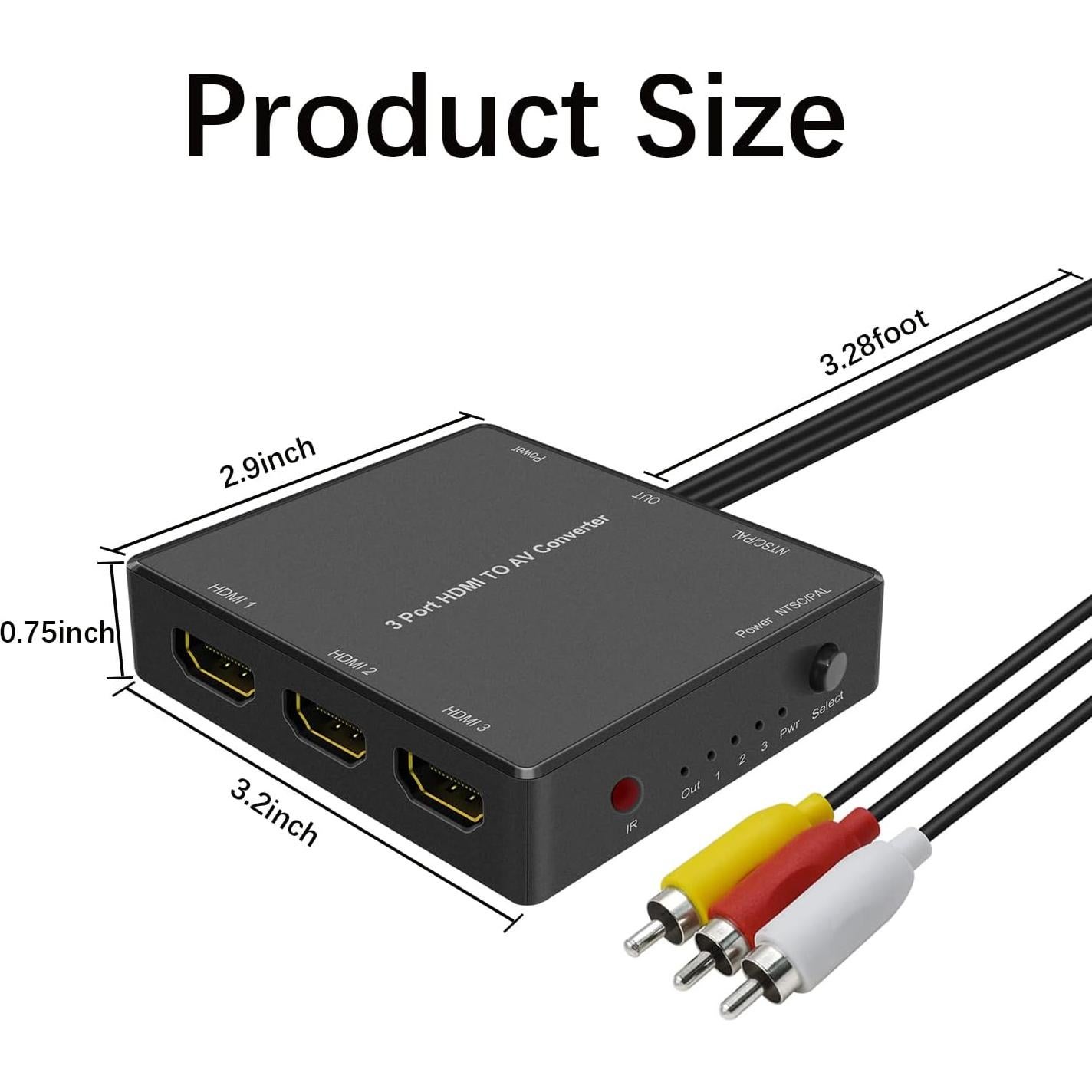 Convertidor HDMI a RCA Dingsun 3 Puertos AV 1080p