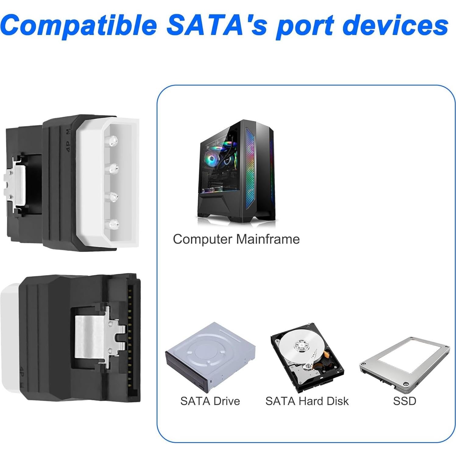Adaptador de Poder IDE a SATA 4 Pines a 15 Pines - 2PCS
