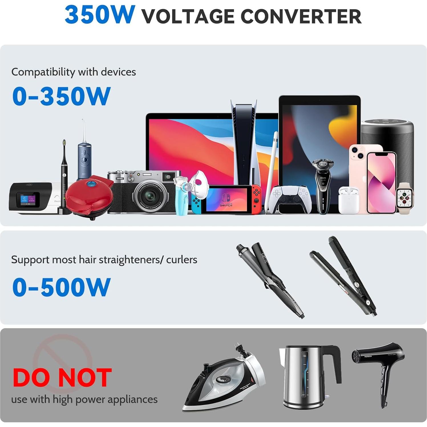 Convertidor de Voltaje DOACE 220V a 110V 350W para Viajes