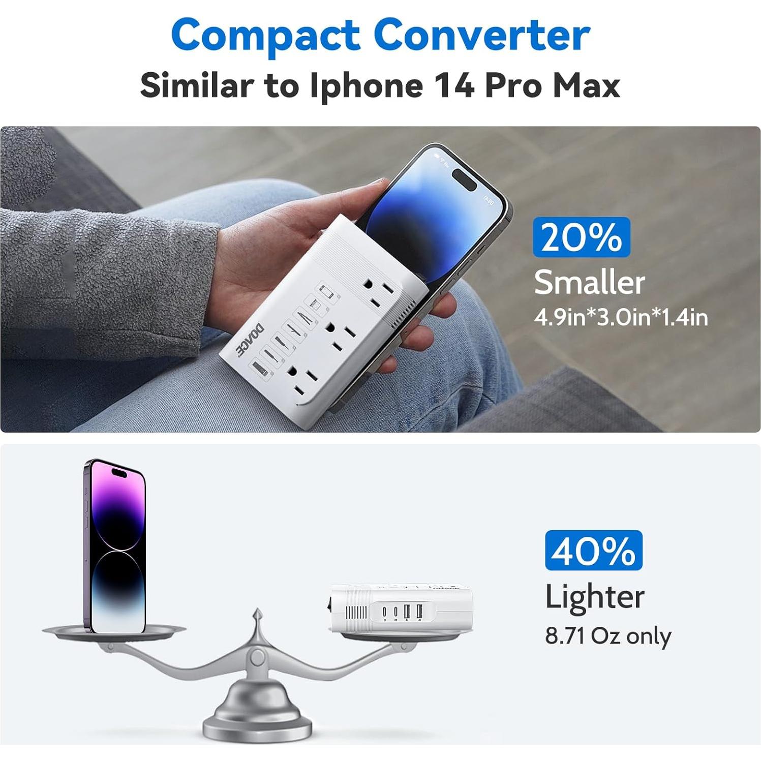 Convertidor de Voltaje DOACE 220V a 110V 350W para Viajes