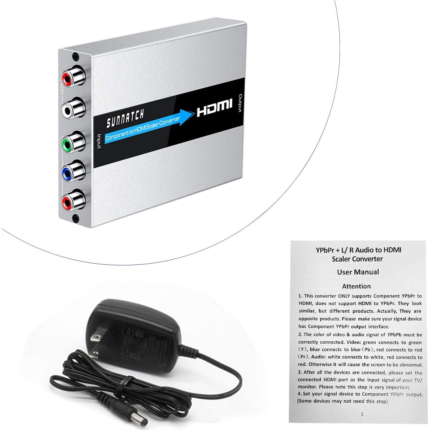 Convertidor de Componente a HDMI SUNNATCH con Escalado