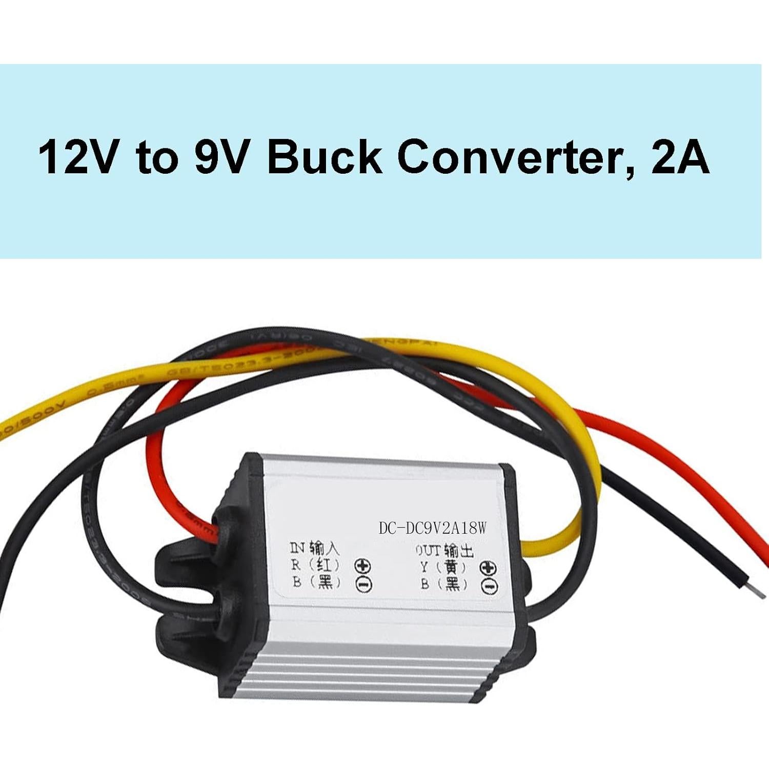 Convertidor DC 12V a 9V 2A 18W Regulador de Voltaje FBHDZVV