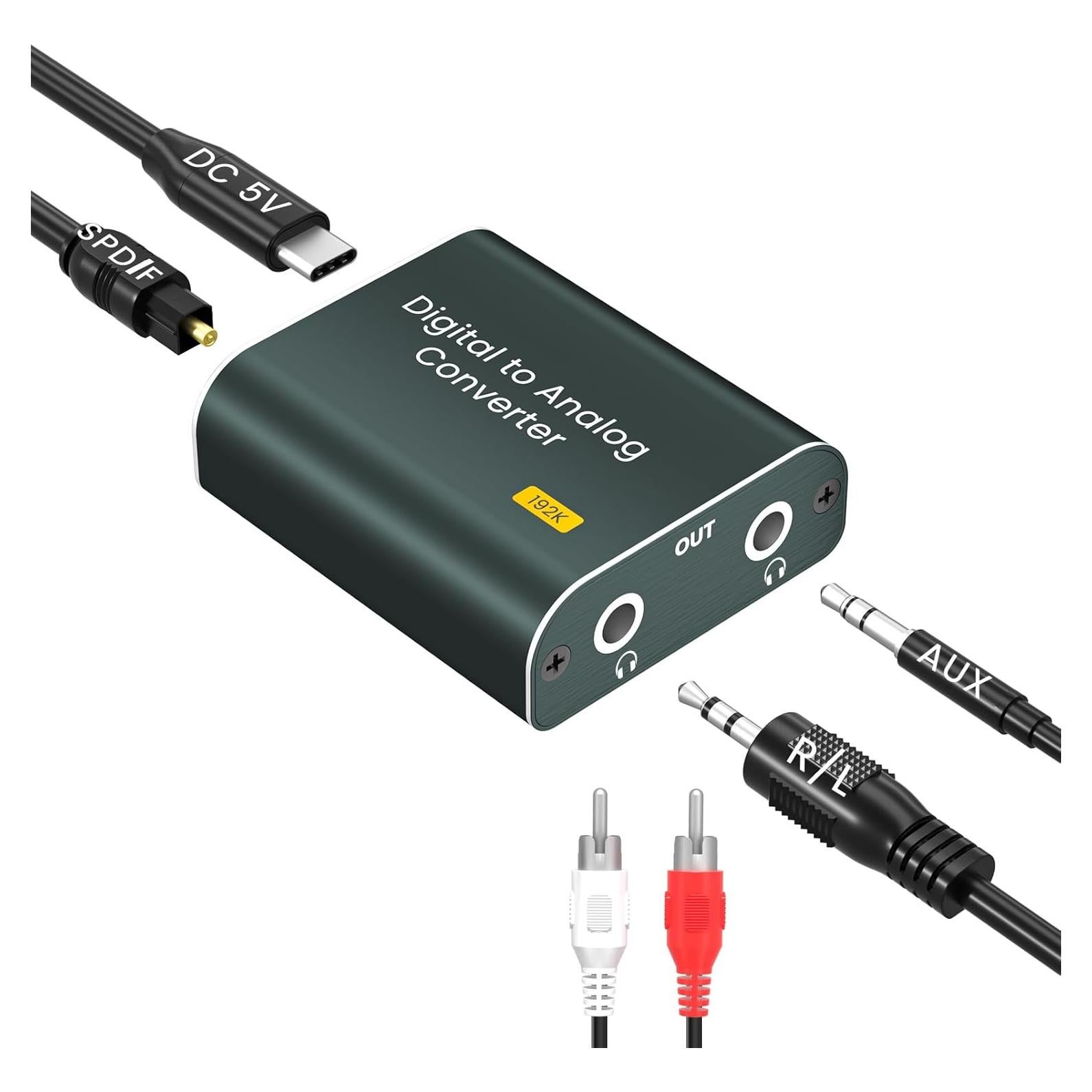 Convertidor DAC Hdiwousp Óptico a Doble Jack 3.5mm 192kHz