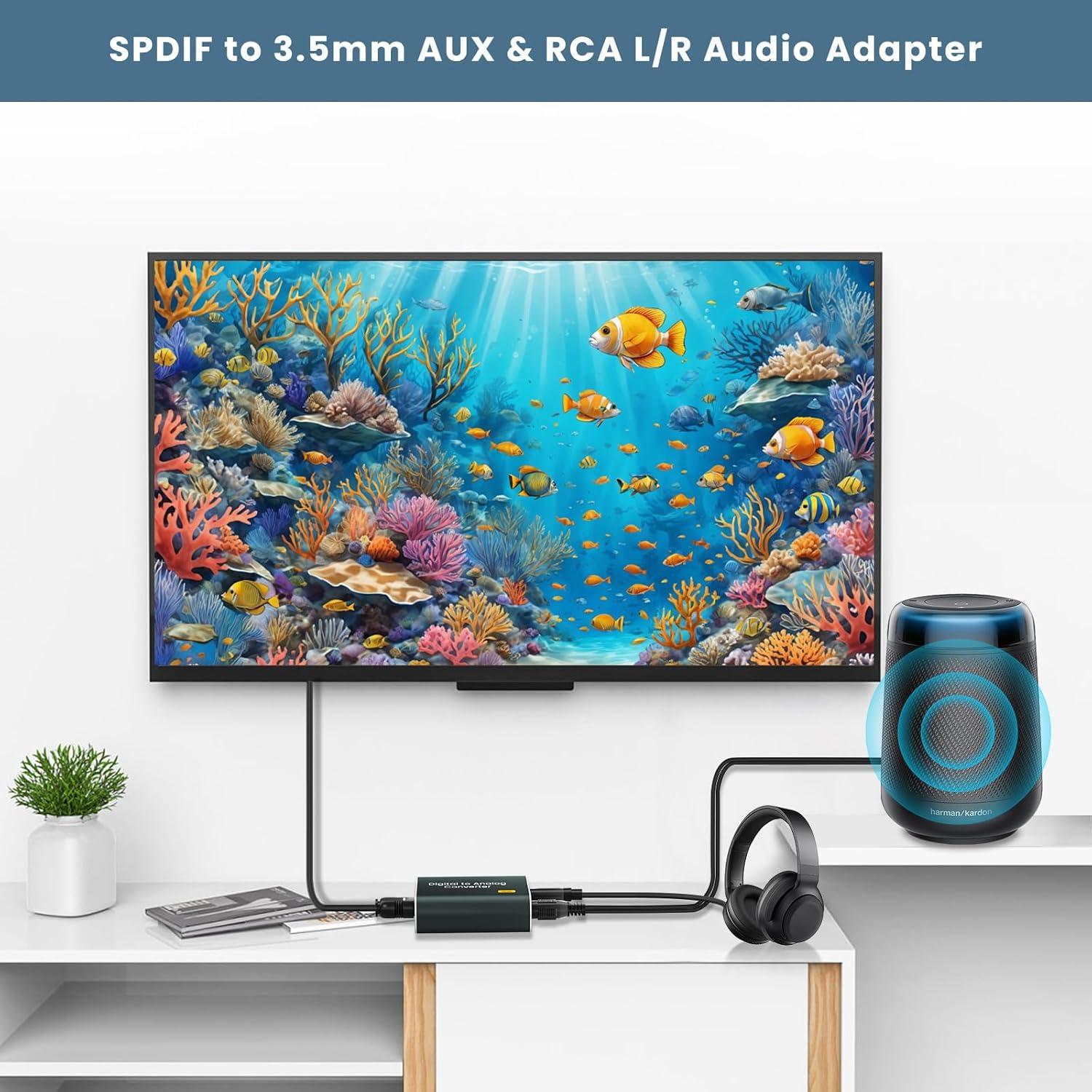 Convertidor DAC Hdiwousp Óptico a Doble Jack 3.5mm 192kHz