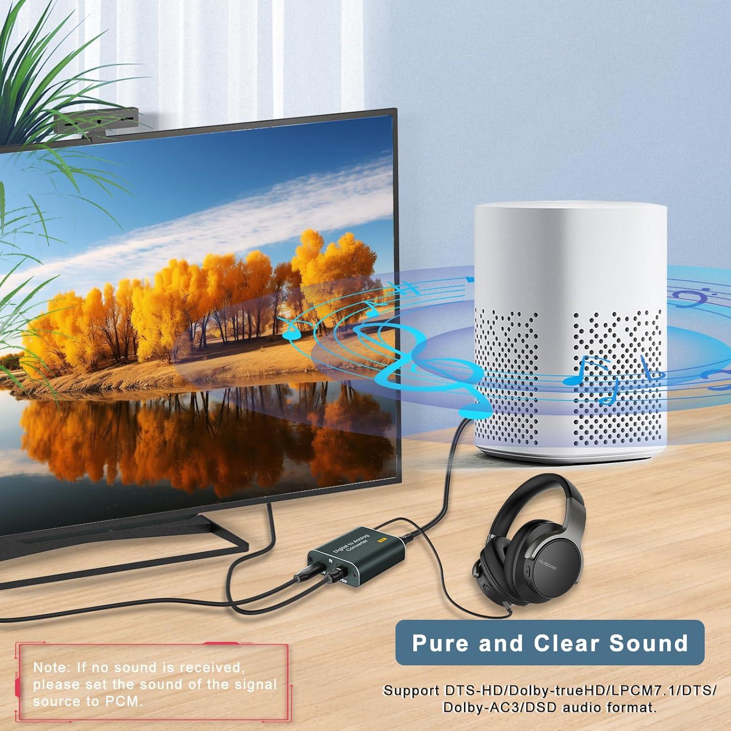 Convertidor DAC Hdiwousp Óptico a Doble Jack 3.5mm 192kHz