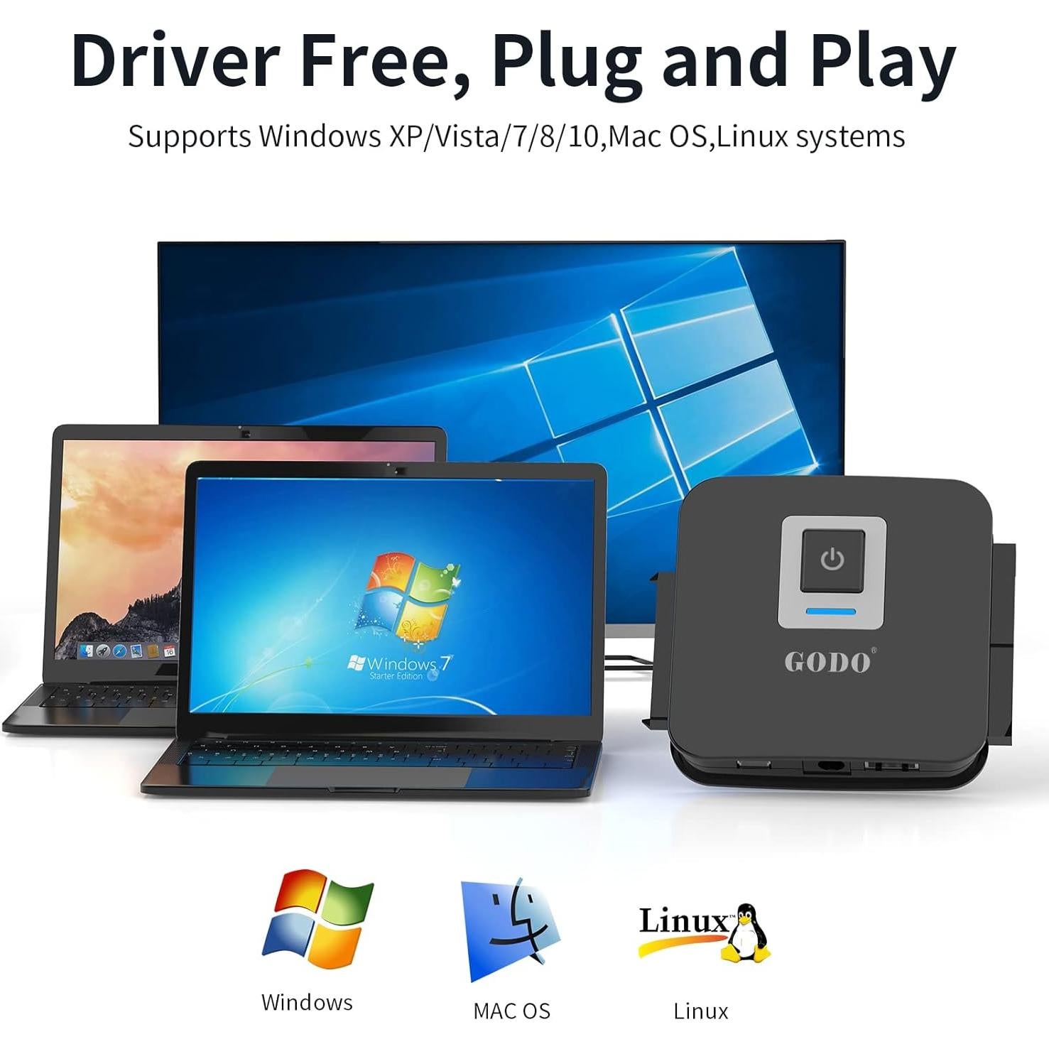 Adaptador GODO USB 3.0 a SATA/IDE GD009, 5Gbps, 2.5/3.5"