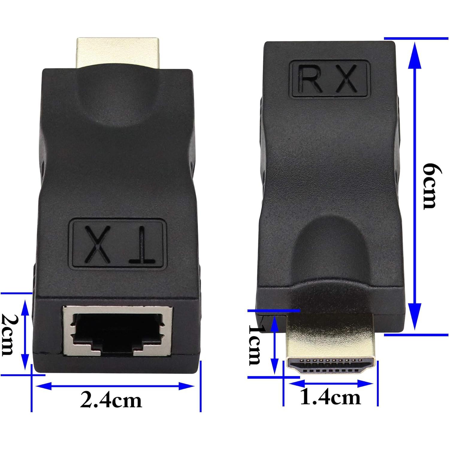 Extensor HDMI a RJ45 zdyCGTime 1080P 30m 2Pack Negro