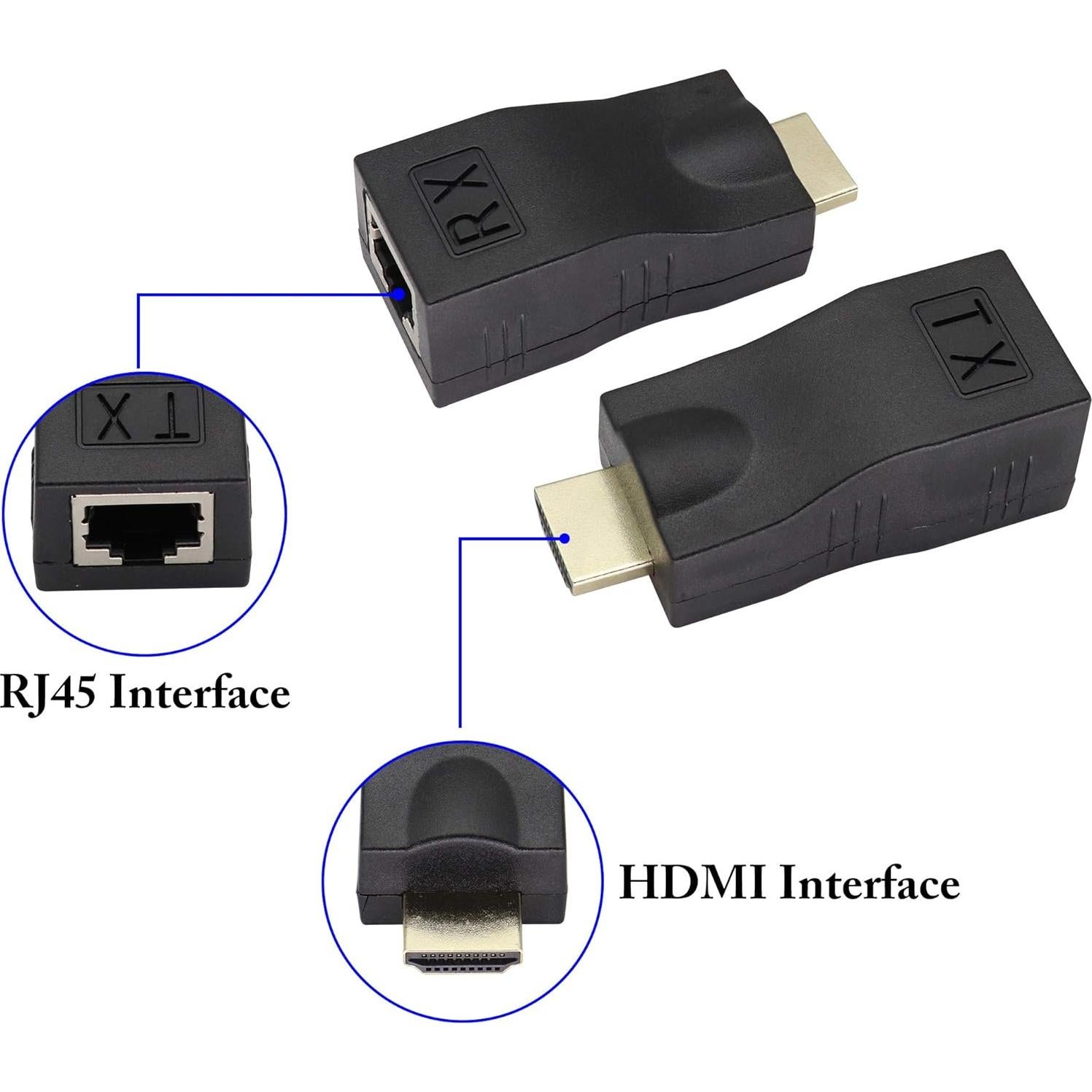 Extensor HDMI a RJ45 zdyCGTime 1080P 30m 2Pack Negro