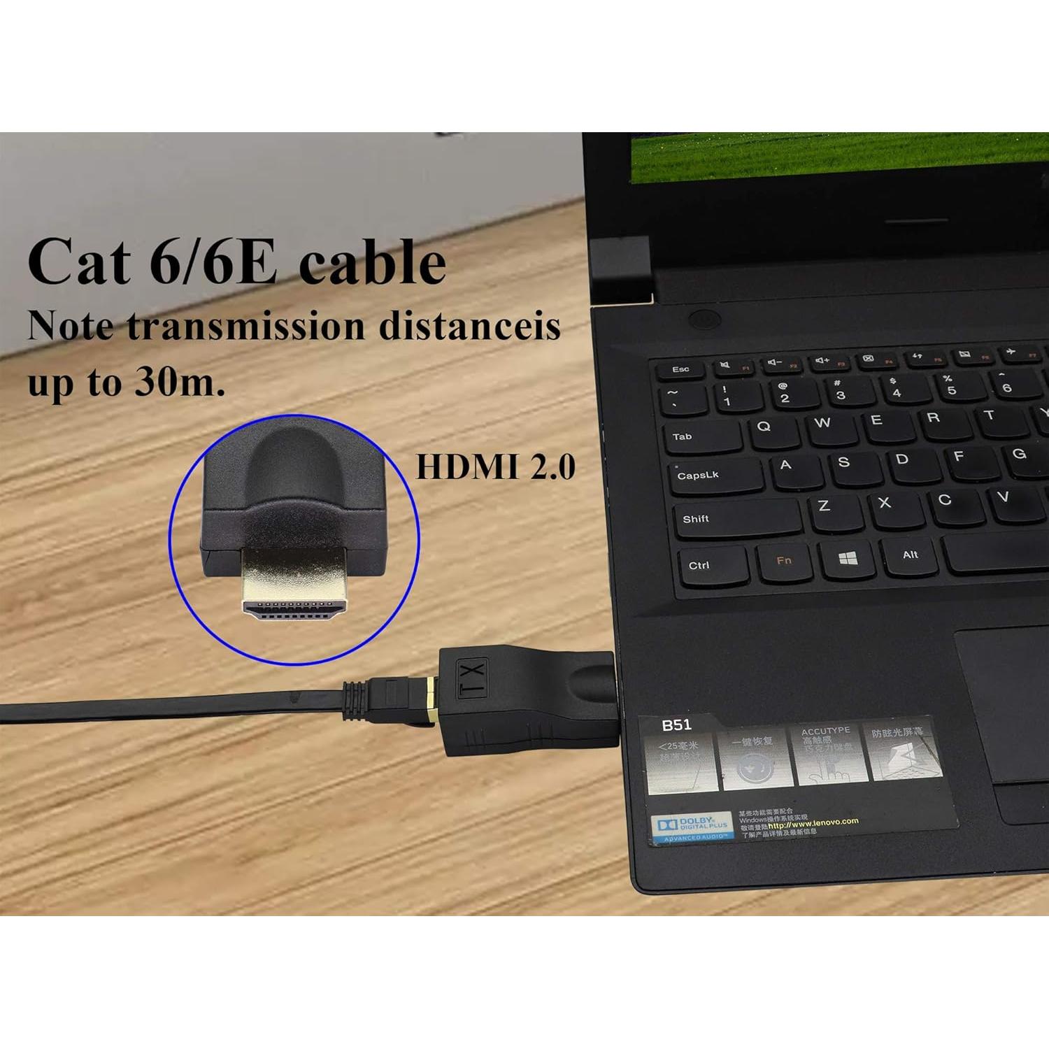 Extensor HDMI a RJ45 zdyCGTime 1080P 30m 2Pack Negro