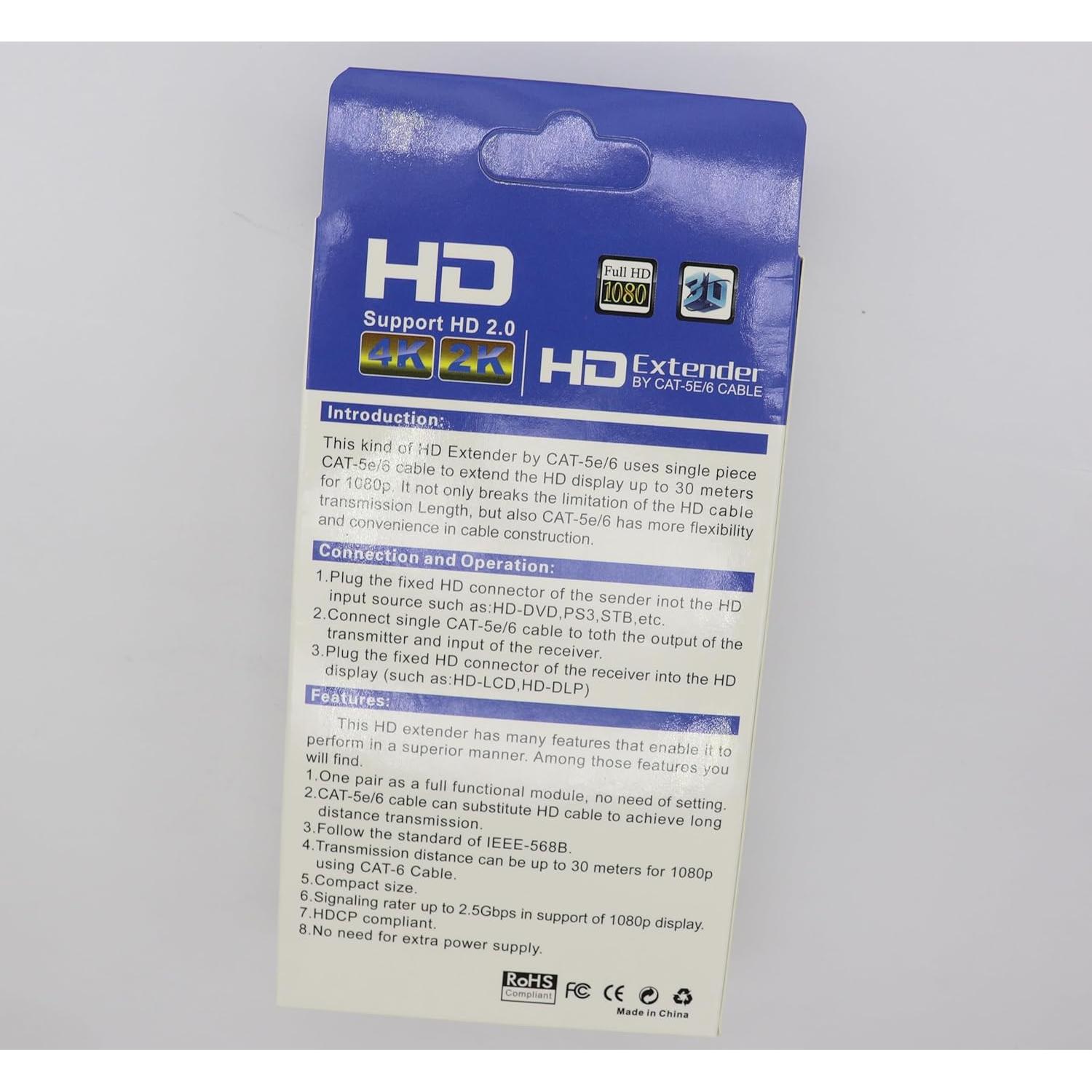 Extensor HDMI a RJ45 zdyCGTime 1080P 30m 2Pack Negro