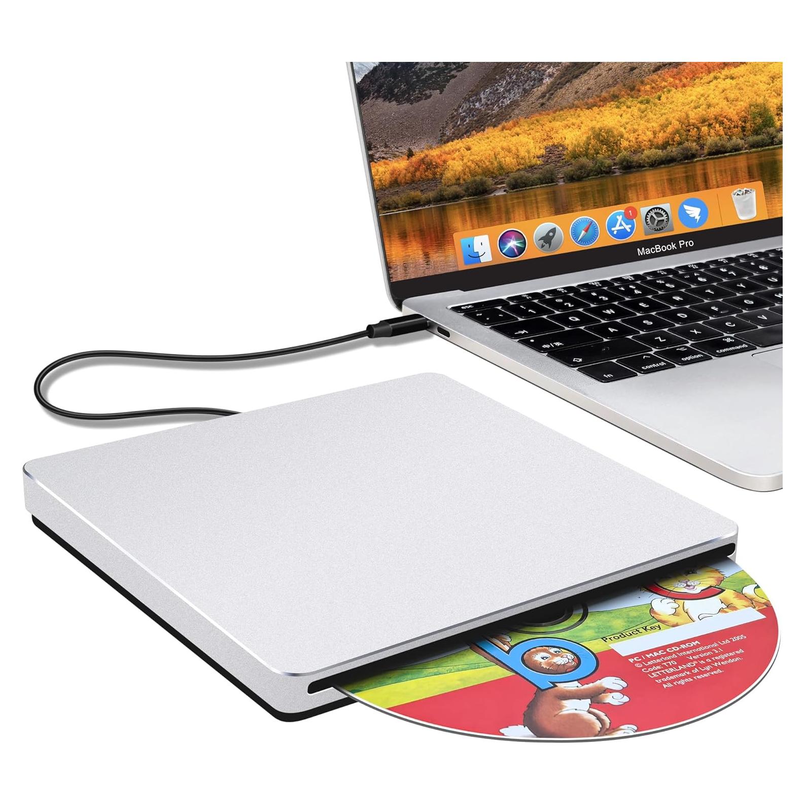 Unidad Externa de CD/DVD NOLYTH USB-C Plata 396g