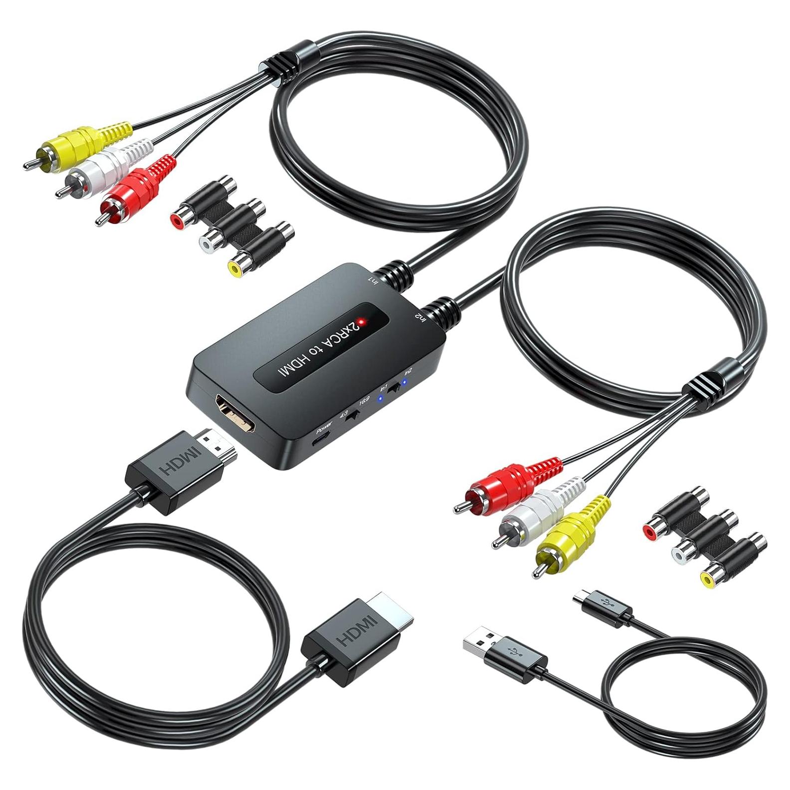 Convertidor AV a HDMI Doble Puerto Knisopec 720P/1080P