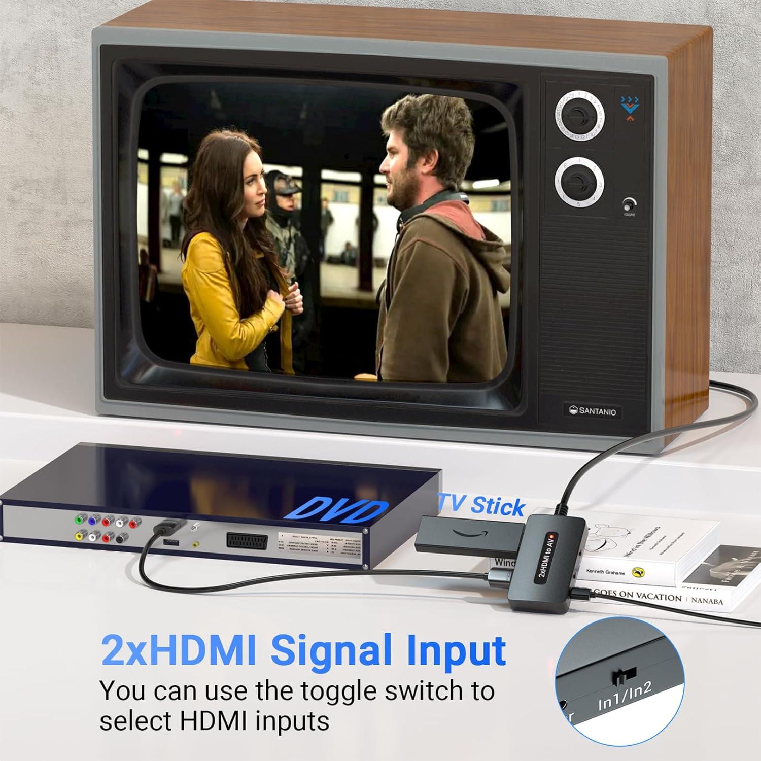 Convertidor HDMI a RCA Doble Puerto Rui Na, 1080p, Incluye Cables