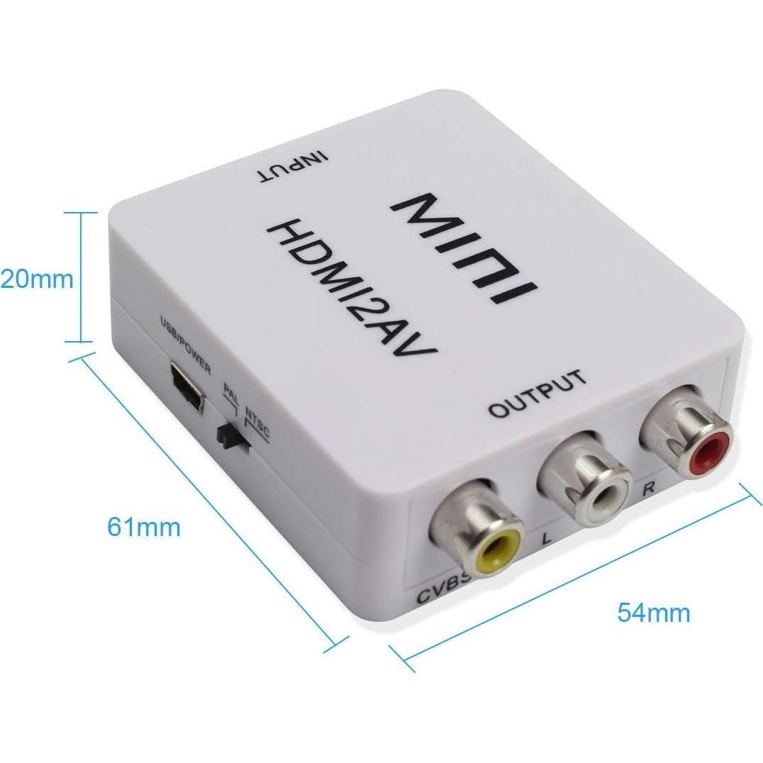 Adaptador HDMI a AV RCA HDSUNWSTD 1080P Mini Soporte PAL/NTSC