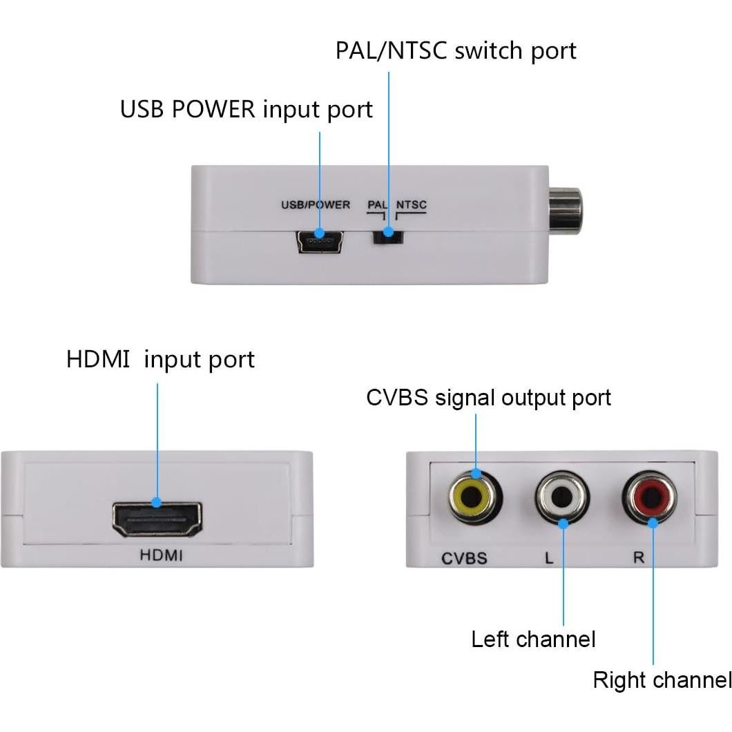 Adaptador HDMI a AV RCA HDSUNWSTD 1080P Mini Soporte PAL/NTSC