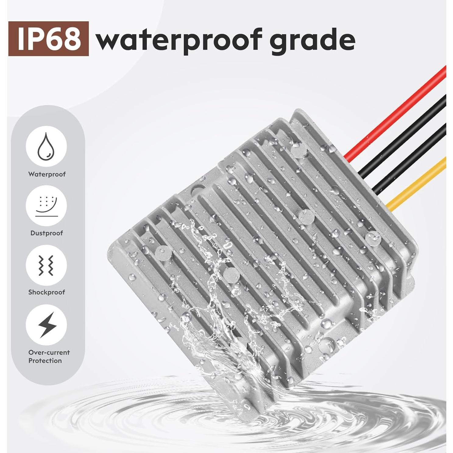 Convertidor DC 12V 20A 240W JRBLVL a prueba de agua