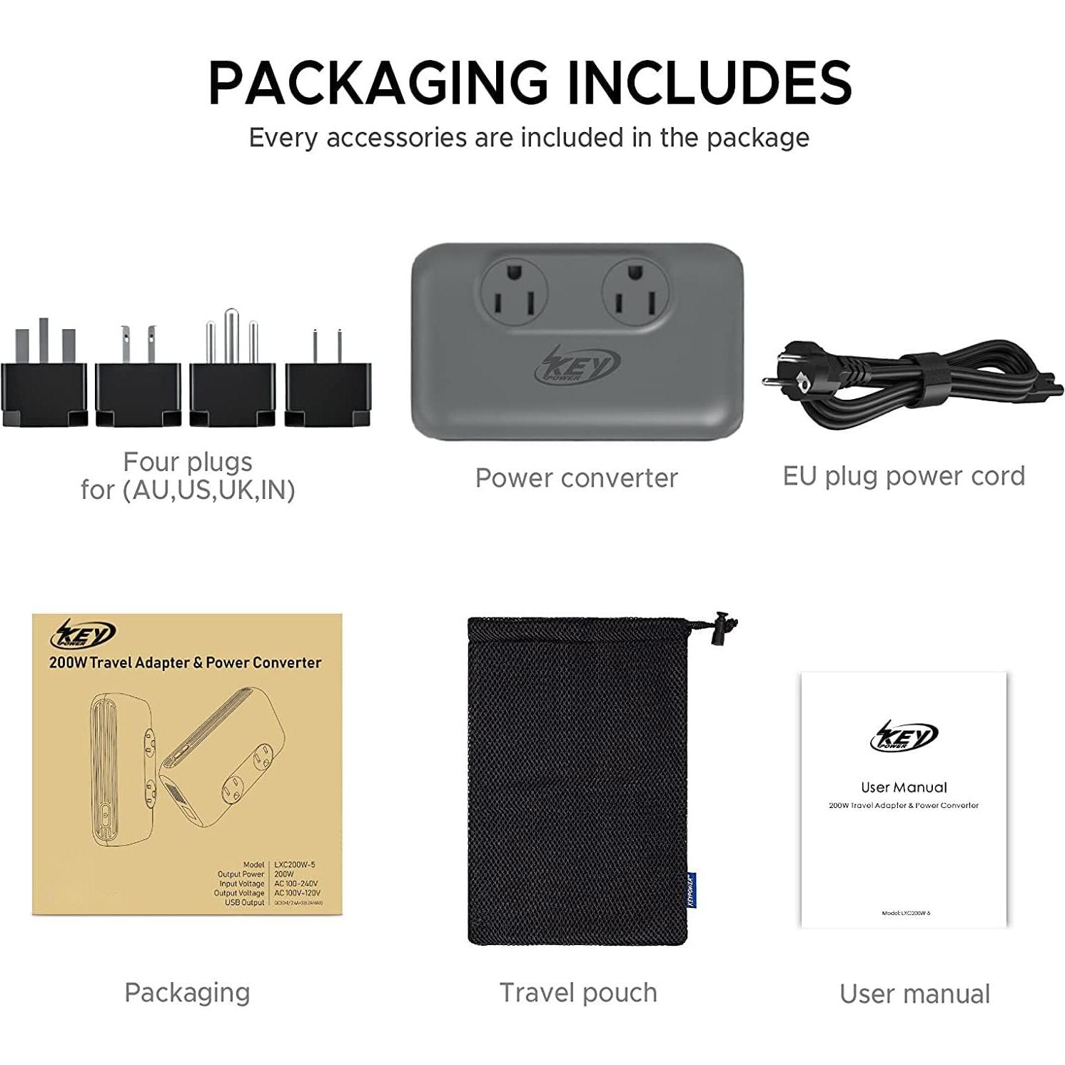 Convertidor de Voltaje 220V a 110V Key Power 230W USB-C