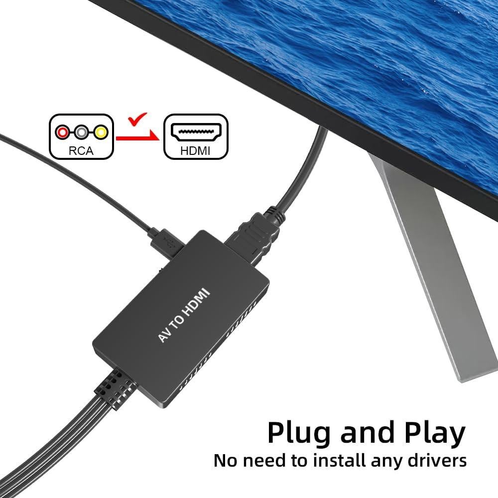 Convertidor RCA a HDMI Kirzi AV a HDMI 720P 1080P