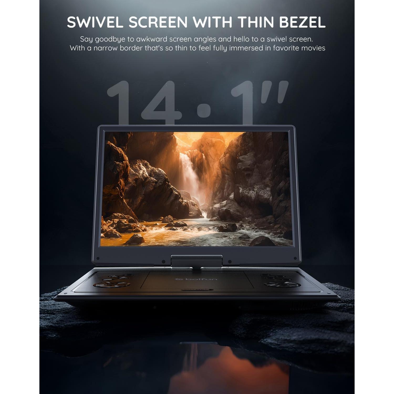 Reproductor de DVD Portátil BOIFUN BFN-142 14.1" HD Negro