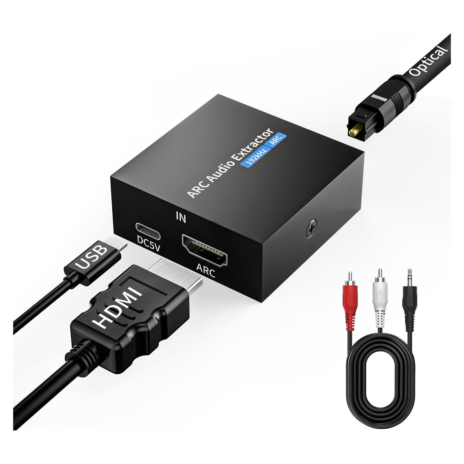 Extractor de Audio HDMI ARC Tihokile a Óptico 192KHz 3.5mm