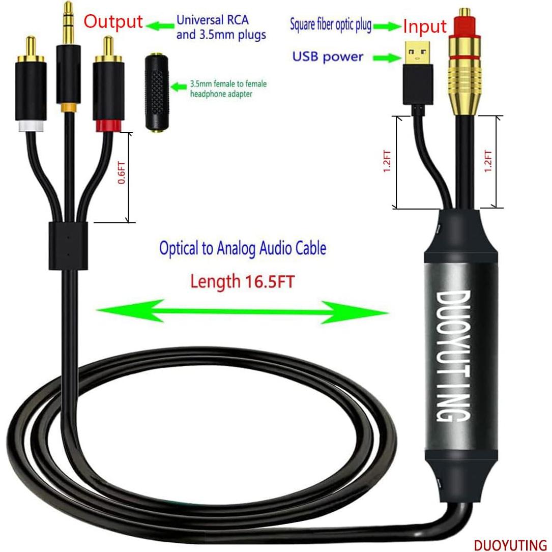 Cable Convertidor de Audio Digital a Analógico 5.03m DUOYUTING