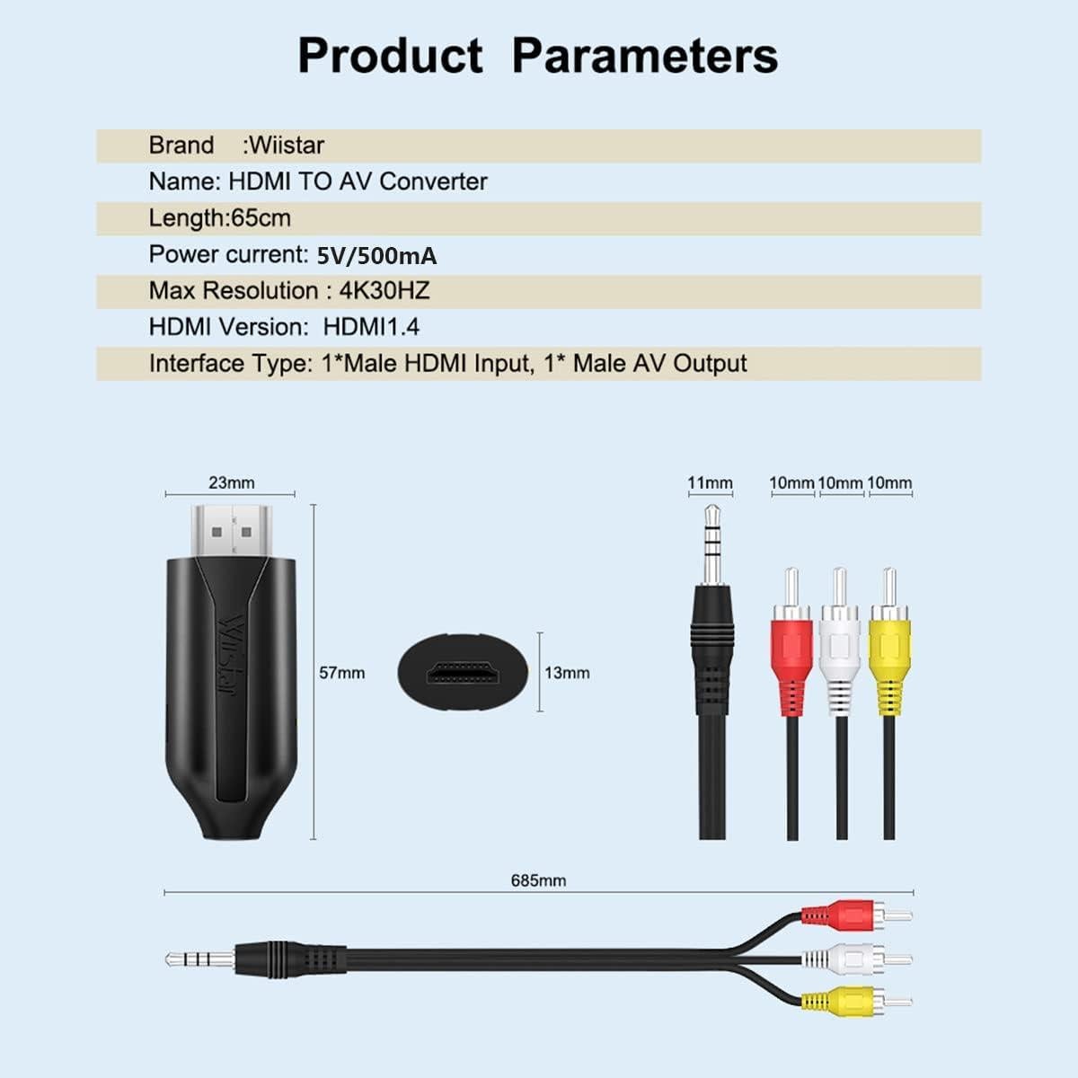 Adaptador HDMI a RCA HDSUNWSTD Full HD 1080p NTSC PAL