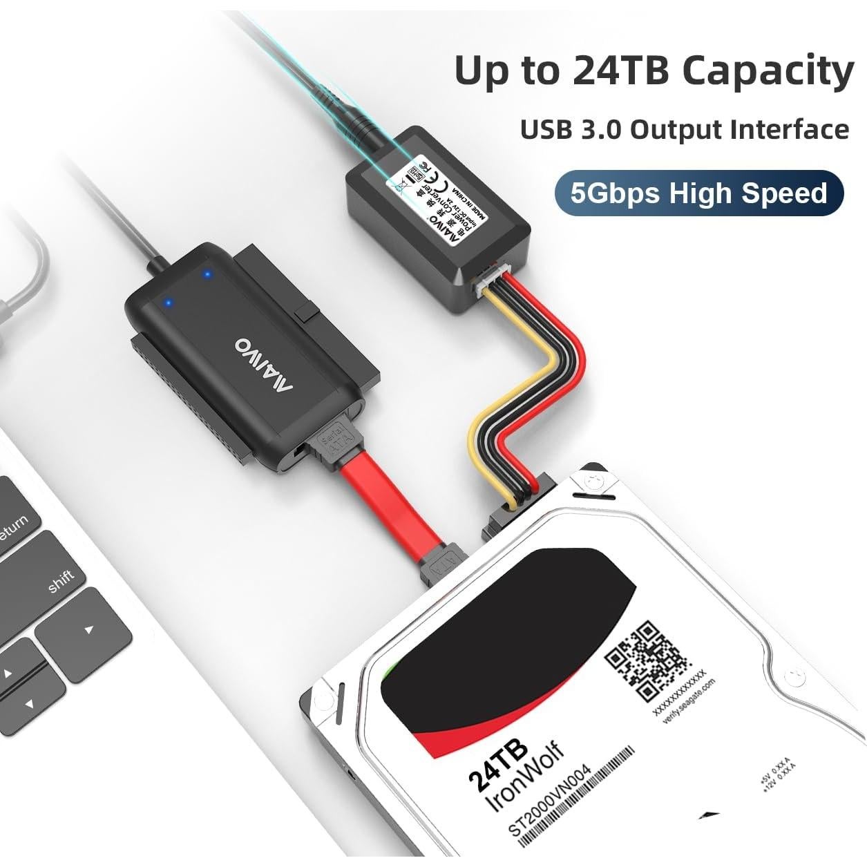 Adaptador SATA IDE a USB 3.0 MAIWO K131U3IS 12V 2A