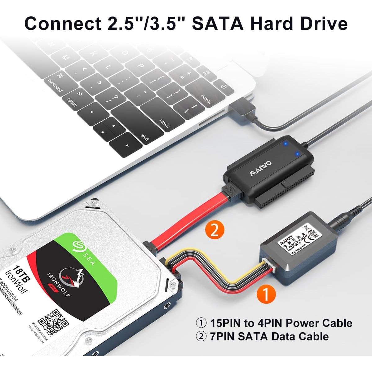 Adaptador SATA IDE a USB 3.0 MAIWO K131U3IS 12V 2A