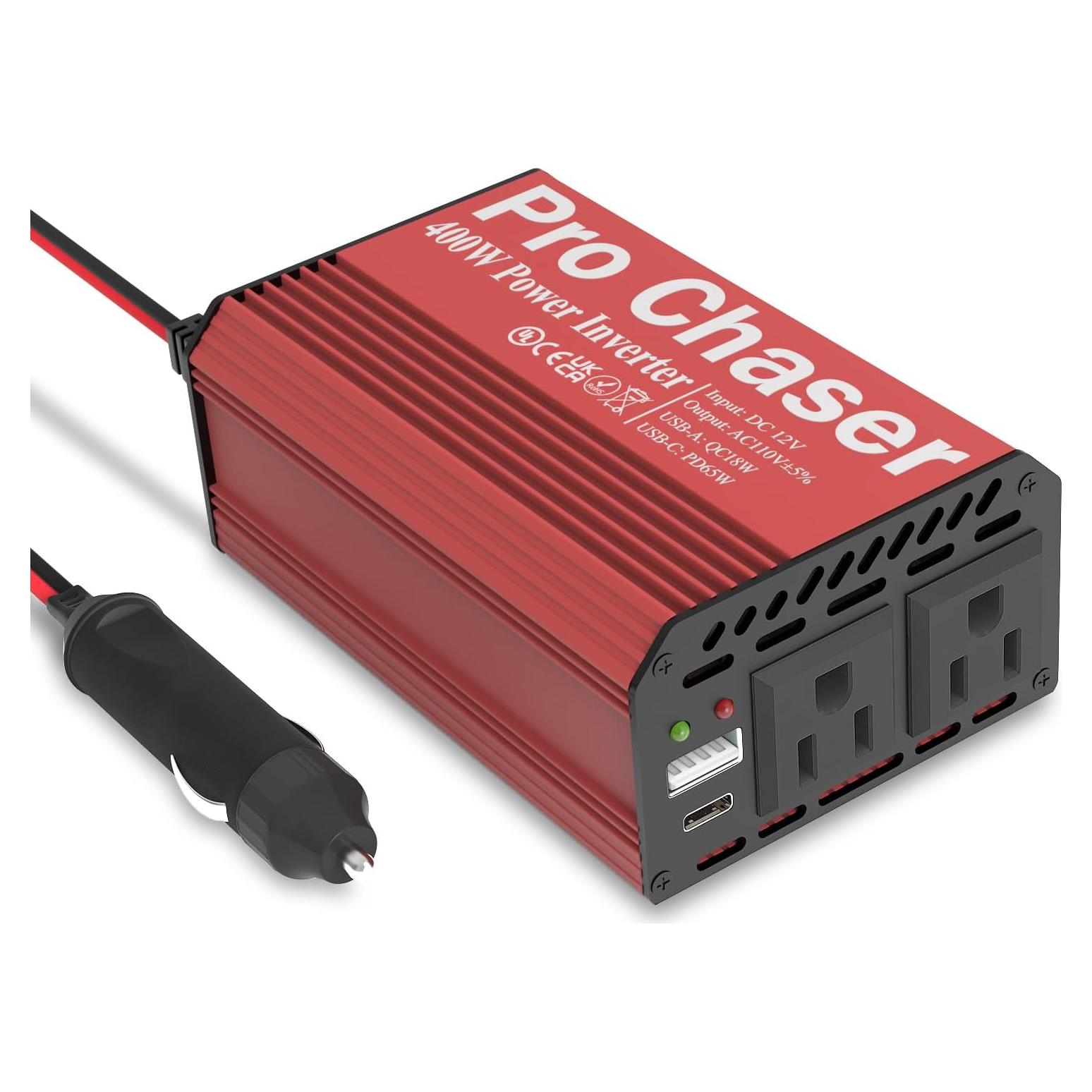 Inversor de Potencia Pro Chaser 400W DC a AC 110V USB-C 65W