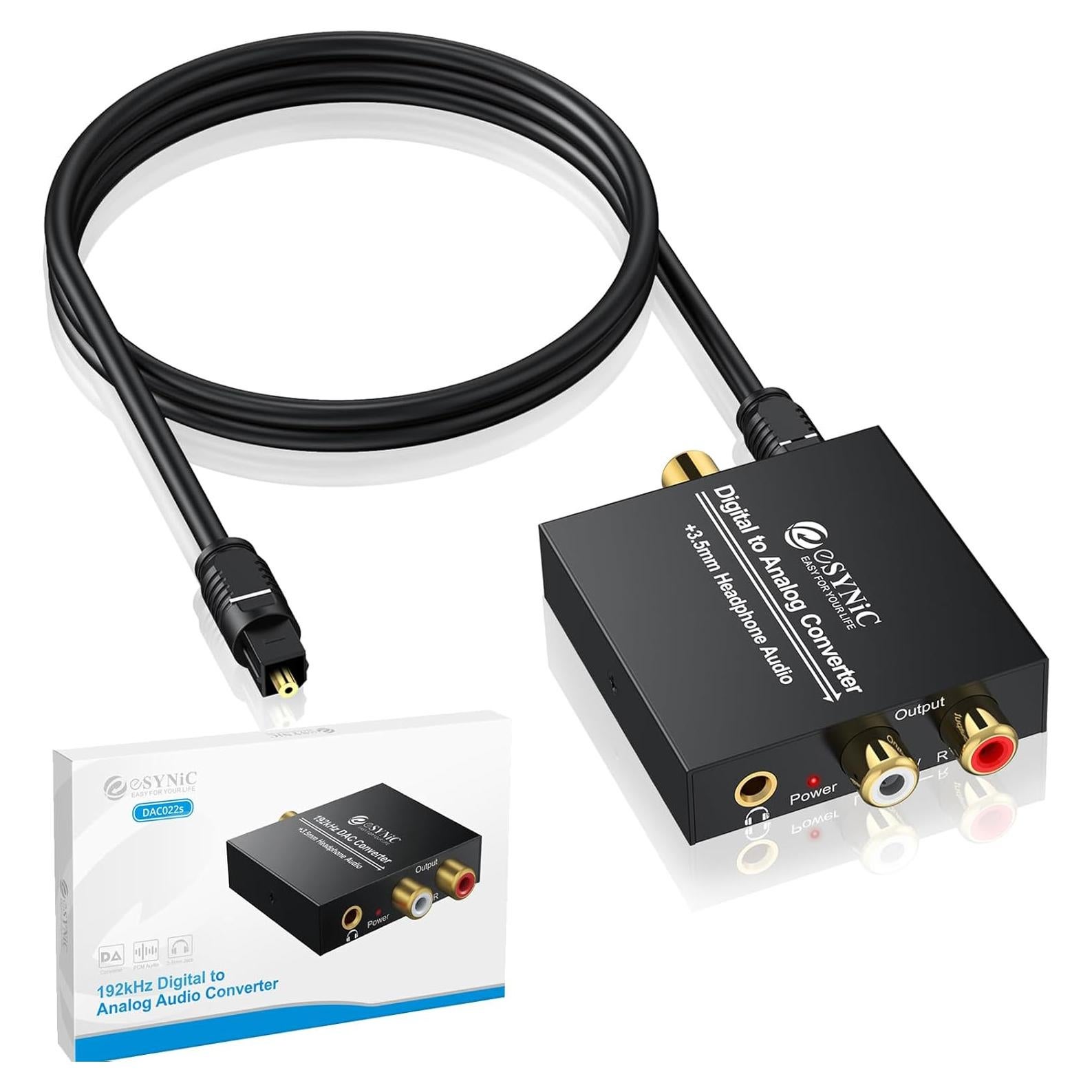 Convertidor de Audio Digital a Analógico eSynic 192KHz RCA y 3.5mm