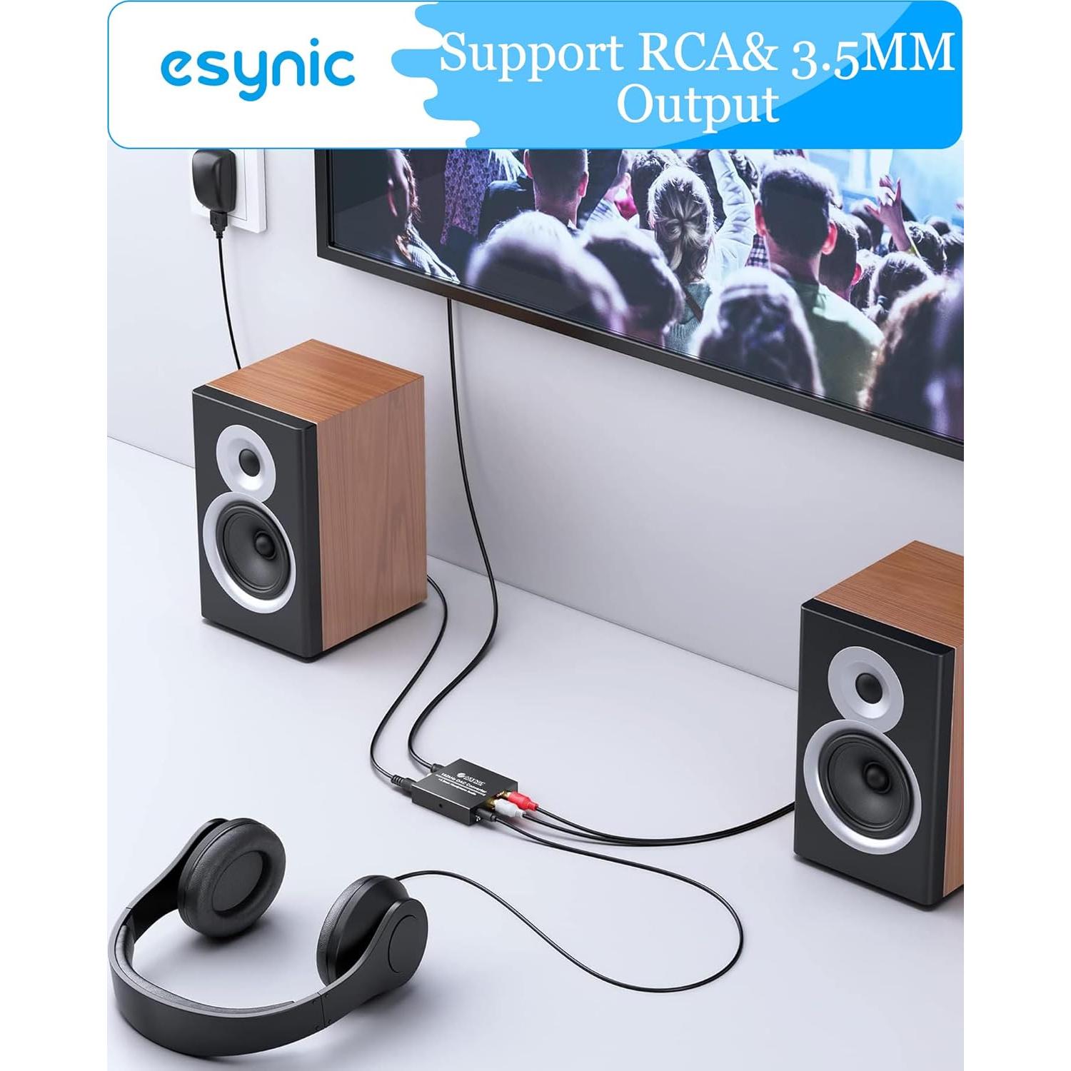 Convertidor de Audio Digital a Analógico eSynic 192KHz RCA y 3.5mm
